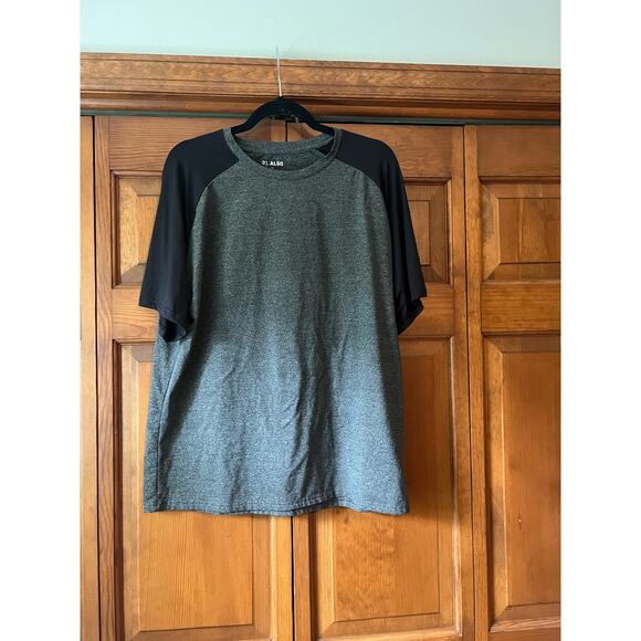 01.Algo Men's Olympia Raglan Colorblock Tee Short Sleeve Gray Black Size XL - Picture 2 of 7